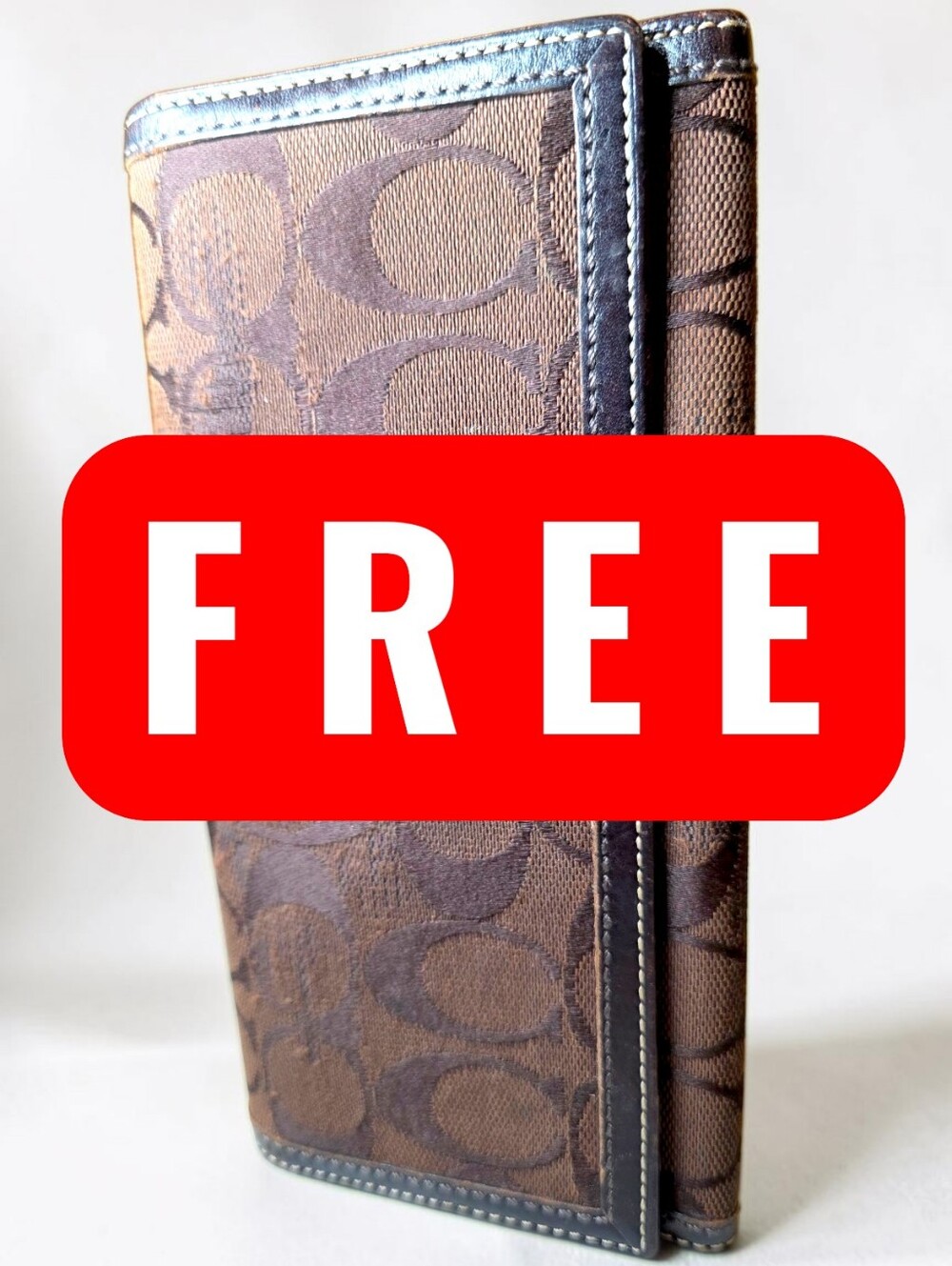 FREE Coach Brown Signature Canvas L9NG Wallet with Dark Trim